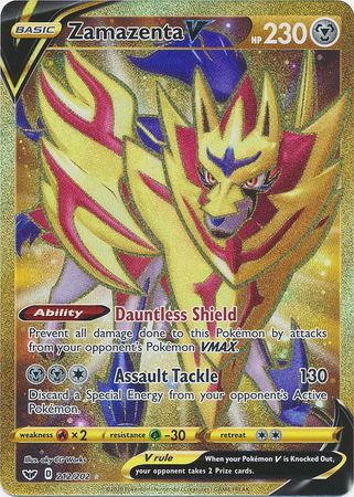 Zamazenta Gold Metal Pokemon Card 