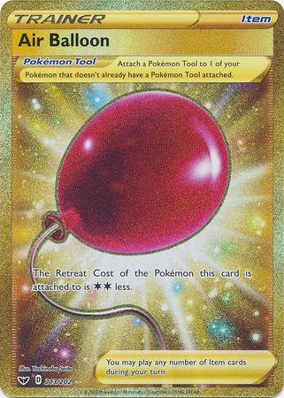 Air Balloon GOLD FOIL SECRET RARE Pokemon Sword & Shield Card # 213 SWSH01-213 