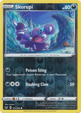Skorupi 121 202 Common Reverse Holo Sword Shield Base Set Reverse Holo Singles Skorupi 121 202 Common Reverse Holo Sword Shield Base Set Reverse Holo Singles