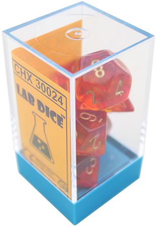 Chessex Gemini Translucent Red Yellow w Gold Set of 7 Dice CHX30024 Chessex Dice Supplies Chessex Gemini Translucent Red Yellow w Gold Set of 7 Dice CHX30024 Chessex Dice Supplies