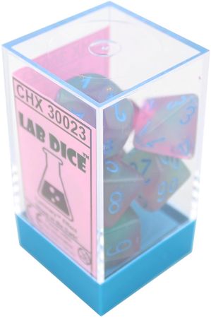 Chessex Gemini Gel Green Pink w Blue Set of 7 Dice CHX30023 Chessex Gemini Gel Green Pink w Blue Set of 7 Dice CHX30023