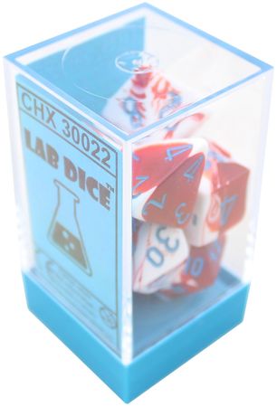 Chessex Gemini Red White w Blue Set of 7 Dice CHX30022 Chessex Gemini Red White w Blue Set of 7 Dice CHX30022