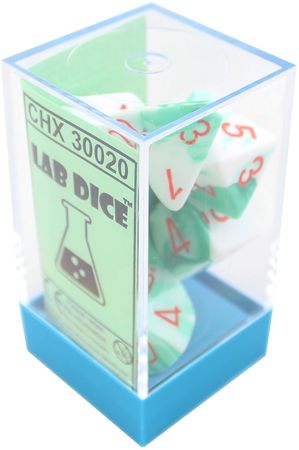Chessex Gemini Mint Green White w Orange Set of 7 Dice CHX30020 Chessex Gemini Mint Green White w Orange Set of 7 Dice CHX30020