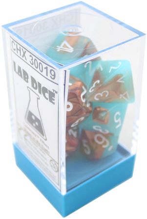 Chessex Gemini Copper Turquoise w White Set of 7 Dice CHX30019 Chessex Gemini Copper Turquoise w White Set of 7 Dice CHX30019