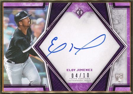 Eloy Jimenez 2019 Topps Transcendent 04 10 Purple Auto Autograph TCVA EJ 21067 Eloy Jimenez 2019 Topps Transcendent 04 10 Purple Auto Autograph TCVA EJ 21067