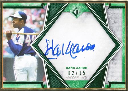 Hank Aaron 2019 Topps Transcendent 02 15 Green Auto Autograph TCVA HA 21070 Hank Aaron 2019 Topps Transcendent 02 15 Green Auto Autograph TCVA HA 21070