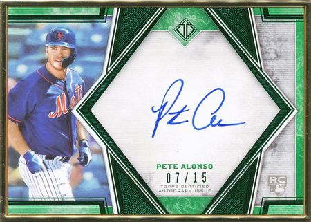 Pete Alonso 2019 Topps Transcendent Green Auto Autograph 07 15 TCVA PA 21087 Pete Alonso 2019 Topps Transcendent Green Auto Autograph 07 15 TCVA PA 21087
