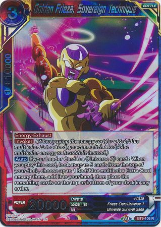 Golden Frieza Sovereign Technique BT9 106 Rare Golden Frieza Sovereign Technique BT9 106 Rare