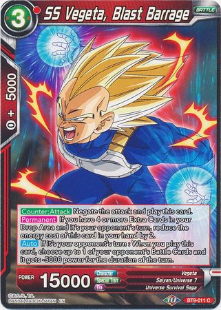 SS Vegeta Blast Barrage BT9 011 Common Universal Onslaught Singles SS Vegeta Blast Barrage BT9 011 Common Universal Onslaught Singles