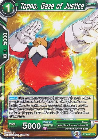 Toppo Gaze of Justice BT9 046 Uncommon Universal Onslaught Singles Toppo Gaze of Justice BT9 046 Uncommon Universal Onslaught Singles