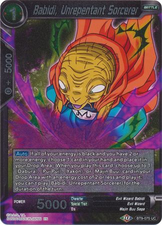 Babidi Unrepentant Sorcerer BT9 075 Foil Uncommon Universal Onslaught Foil Singles Babidi Unrepentant Sorcerer BT9 075 Foil Uncommon Universal Onslaught Foil Singles