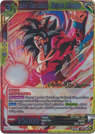 SS4 Son Goku Saiyan Lineage BT9 094 Pre Release Promo Dragon Ball Super Pre Release Promos SS4 Son Goku Saiyan Lineage BT9 094 Pre Release Promo Dragon Ball Super Pre Release Promos