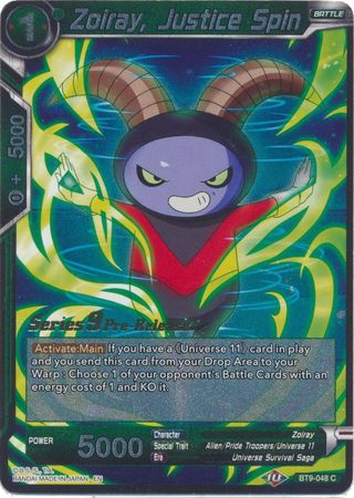 Zoiray Justice Spin BT9 048 Pre Release Promo Zoiray Justice Spin BT9 048 Pre Release Promo