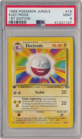 Electrode - 18/64 - PSA Mint 9 - Rare 1st Edition - Art Misprint (Jungle)  1147