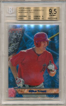 Mike Trout 2011 Bowman s Best BGS 9 5 GEM Plus Rookie BBP9 0059 Baseball Trading Card Singles Mike Trout 2011 Bowman s Best BGS 9 5 GEM Plus Rookie BBP9 0059 Baseball Trading Card Singles