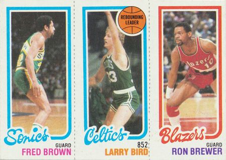 Larry Bird Ron Brewer Fred Brown 1980 81 Topps Rookie 31 Basketball Trading Card Singles Larry Bird Ron Brewer Fred Brown 1980 81 Topps Rookie 31 Basketball Trading Card Singles