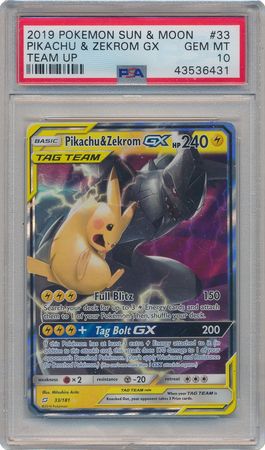 PSA 10 Pikachu & Zekrom GX Full Art 162/181 Graded Pokemon