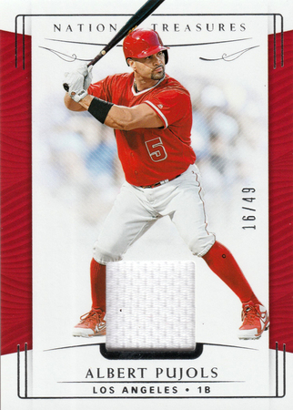 Albert Pujols 2019 National Treasures 16 49 Jersey Relic Panini Baseball 21156 2019 National Treasures Singles Albert Pujols 2019 National Treasures 16 49 Jersey Relic Panini Baseball 21156 2019 National Treasures Singles