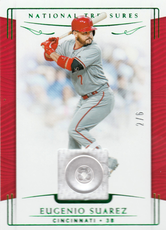 Eugenio Suarez 2019 National Treasures 2 6 Button Relic SP Panini Baseball 21166 Eugenio Suarez 2019 National Treasures 2 6 Button Relic SP Panini Baseball 21166
