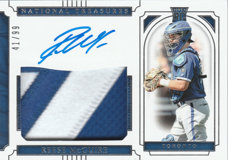 Reese McGuire 2019 National Treasures 41 99 RPA Auto Autograph Relic 21179 2019 National Treasures Singles Reese McGuire 2019 National Treasures 41 99 RPA Auto Autograph Relic 21179 2019 National Treasures Singles