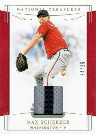 Max Scherzer 2019 National Treasures 24 25 Jersey Relic Panini Baseball 21188 2019 National Treasures Singles Max Scherzer 2019 National Treasures 24 25 Jersey Relic Panini Baseball 21188 2019 National Treasures Singles