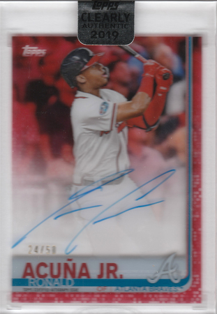 Ronald Acuna Jr 2019 Clearly Authentic 24 50 Auto Autograph Topps Red 21197 2019 Clearly Authentic Singles Ronald Acuna Jr 2019 Clearly Authentic 24 50 Auto Autograph Topps Red 21197 2019 Clearly Authentic Singles