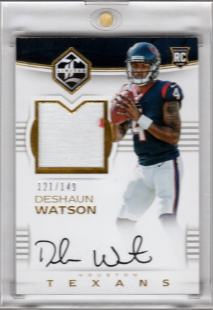 DeShaun Watson 2017 Panini Limited 121 149 RPA Auto Autograph Patch Rookie 21215 Football Trading Card Singles DeShaun Watson 2017 Panini Limited 121 149 RPA Auto Autograph Patch Rookie 21215 Football Trading Card Singles