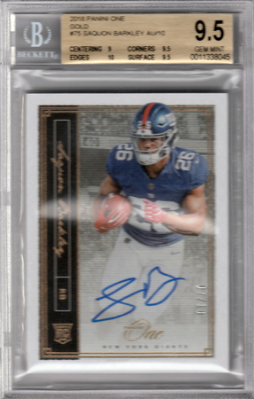 Saquon Barkley 2018 Panini One BGS 07 10 9 5 w 10 Auto GEM MINT Autograph 21229 Football Trading Card Singles Saquon Barkley 2018 Panini One BGS 07 10 9 5 w 10 Auto GEM MINT Autograph 21229 Football Trading Card Singles