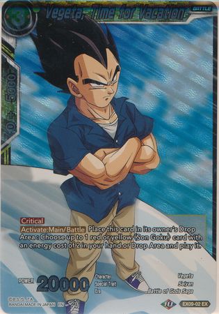 Vegeta Time for Vacation EX09 02 Foil Expansion Rare DBS Expansion Set 9 Saiyan Surge EX09 Vegeta Time for Vacation EX09 02 Foil Expansion Rare DBS Expansion Set 9 Saiyan Surge EX09