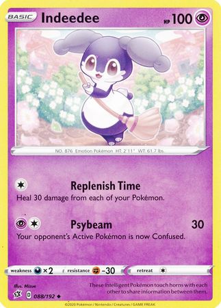 Uncommon Pokemon: 4x Indeedee Reverse Holo 088/192 NM Rebel Clash SWSH 