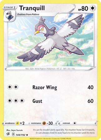 Tranquill 144 192 Uncommon Sword Shield Rebel Clash Singles Tranquill 144 192 Uncommon Sword Shield Rebel Clash Singles