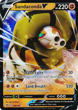 Sandaconda V 108/192 ULTRA RARE Holo Rebel Clash Pokemon Card TCG