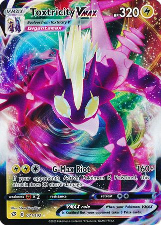 Carta Pokemon TOXTRICITY V MAX VMAX 196/192 HYPER FRAGORE RIBELLE IN  ITALIANO