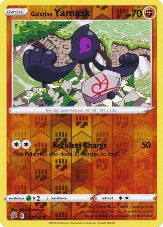 Pokemon Card 101/192 Galarian Yamask Rebel Clash Common Reverse Holo RCL