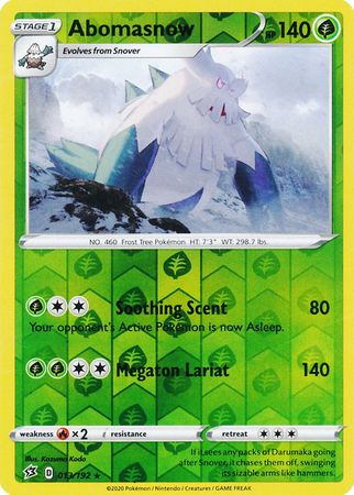 Abomasnow 013 192 Rare Reverse Holo Sword Shield Rebel Clash Reverse Holo Singles Abomasnow 013 192 Rare Reverse Holo Sword Shield Rebel Clash Reverse Holo Singles