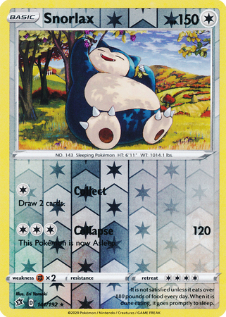 141/192 Snorlax Rare Card Pokemon Sword & Shield Rebel Clash