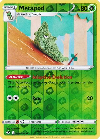 Metapod 002 192 Uncommon Reverse Holo Metapod 002 192 Uncommon Reverse Holo