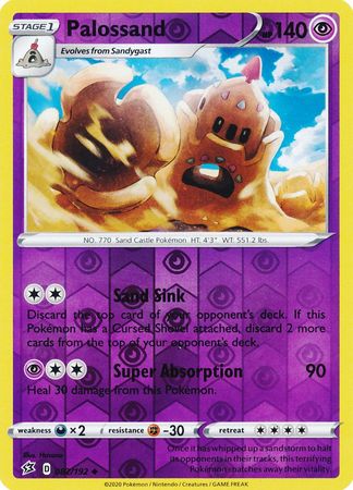 Pokemon Cards Sandygast 081 Palossand 082/192 Reverse Holo Rebel Clash NM/M 