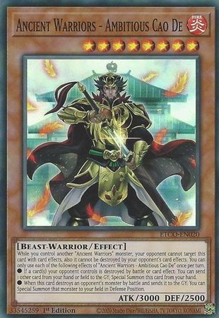 Ancient Warriors Ambitious Cao De ETCO EN020 Super Rare 1st Edition Eternity Code 1st Edition Singles Ancient Warriors Ambitious Cao De ETCO EN020 Super Rare 1st Edition Eternity Code 1st Edition Singles