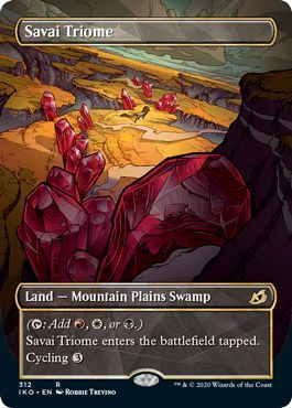 Savai Triome 312 Alternate Art Borderless Showcase Ikoria Lair of Behemoths Singles Savai Triome 312 Alternate Art Borderless Showcase Ikoria Lair of Behemoths Singles