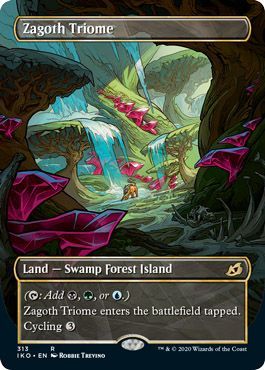 Zagoth Triome 313 Alternate Art Borderless Showcase Ikoria Lair of Behemoths Collector Booster Singles Zagoth Triome 313 Alternate Art Borderless Showcase Ikoria Lair of Behemoths Collector Booster Singles