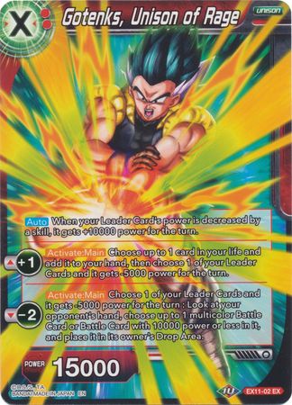 Gotenks Unison of Rage EX11 02 Expansion Rare DBS Expansion Set 11 Universe 7 Unison EX11 Gotenks Unison of Rage EX11 02 Expansion Rare DBS Expansion Set 11 Universe 7 Unison EX11