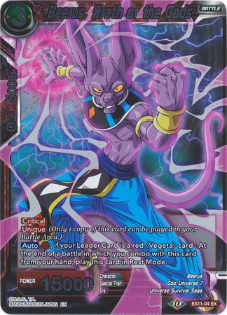Beerus Wrath of the Gods EX11 04 Foil Expansion Rare DBS Expansion Set 11 Universe 7 Unison EX11 Beerus Wrath of the Gods EX11 04 Foil Expansion Rare DBS Expansion Set 11 Universe 7 Unison EX11