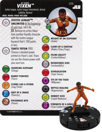 Heroclix Justice League Unlimited set Vixen #015 Common figure w//card!