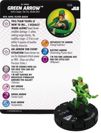 HEROCLIX JLU Team Up Card 026.07 GREEN ARROW Black Canary 