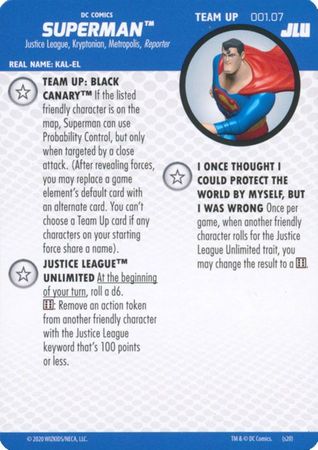 Superman #001.07 Team Up Card DC Justice League Unlimited Heroclix