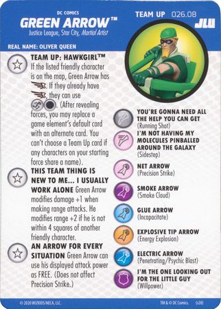 Green Arrow 026 08 Team Up Card DC Justice League Unlimited Heroclix Justice League Unlimited Singles Green Arrow 026 08 Team Up Card DC Justice League Unlimited Heroclix Justice League Unlimited Singles