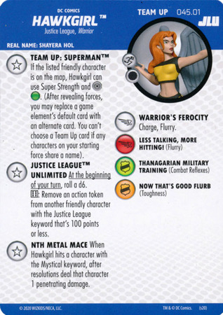 Hawkgirl 045 01 Team Up Card DC Justice League Unlimited Heroclix Justice League Unlimited Singles Hawkgirl 045 01 Team Up Card DC Justice League Unlimited Heroclix Justice League Unlimited Singles