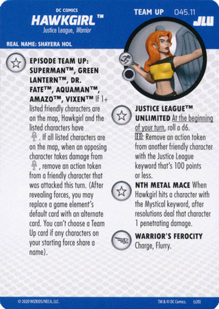Hawkgirl 045 11 Team Up Card DC Justice League Unlimited Heroclix Justice League Unlimited Singles Hawkgirl 045 11 Team Up Card DC Justice League Unlimited Heroclix Justice League Unlimited Singles