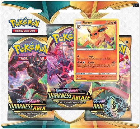 Sword Shield Darkness Ablaze 3 Pack Blister w Promo Flareon Pokemon Sword Shield Darkness Ablaze 3 Pack Blister w Promo Flareon Pokemon